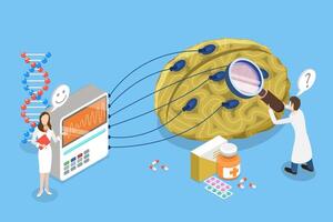 3D Isometric Flat Illustration of Neurology, Nervous System and Brain Issues vector