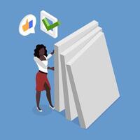 3D Isometric Flat Illustration of Risk Management, Preventing a Business from Falling Down vector