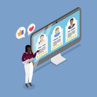 3D Isometric Flat Illustration of Corporate Website, Support Service vector