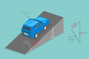 3D Isometric Flat Illustration of Newtons First Law Of Motion, Classical Mechanics vector