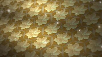 A gold seamless animated background featuring an elegant Thai lotus pattern in fabric texture video