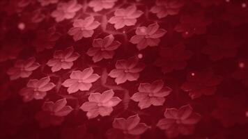 A red seamless animated background featuring an elegant Thai lotus pattern in fabric texture video
