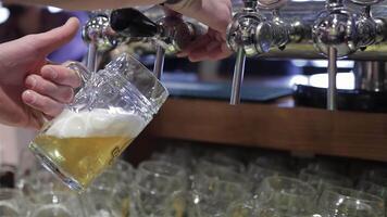 Pouring a refreshing pint of beer at the bar video