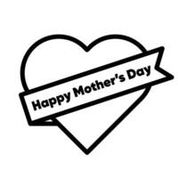 Mother's day outline icon isolated.Transparent background.Simple black line greeting card sign for mother.Editable stroke.Mothers day card with heart. illustration EPS 10. vector