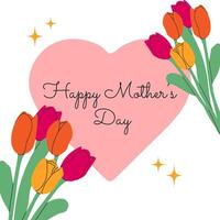 Mother's day card isolated.Transparent background.Simple greeting card sign for mother.Mothers day card with heart and flowers. illustration EPS 10. vector