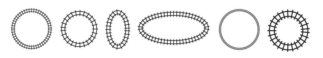 Top view train track railway. Rail line road subway map pattern. Flat illustration isolated on white background. vector