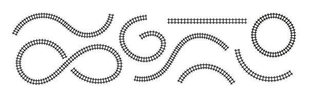 Top view train road railway. Rail track line map pattern circle. Flat illustration isolated on white background. vector