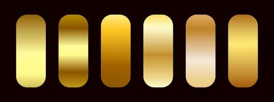 Gold gradient color palette. Metallic golden ribbon frame label effect. Flat illustration isolated vector