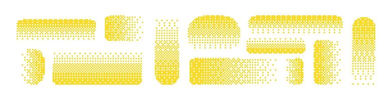 yellow Pixel dissolve background effect. Abstract digital mosaic dot fade design. Flat illustration isolated on white background. vector