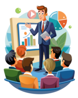 Office Worker Explaining Strategy in Transparent Background png