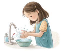 Child Washing Hands With Soap In Transparent Background png