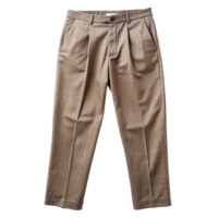 A pair of brown formal pants with pleats isolated without background png