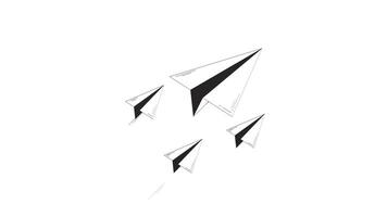 Paper planes flying in forward motion outline hand drawn 2D object animation. Message delivery. Mail flight. Business vision animated element handdrawn isolated. Doodle drawing 4K video