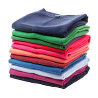 Vibrant folded clothes stacked in an orderly, eye catching display. png