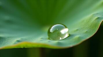Single Water Drop on Vibrant Green Leaf photo