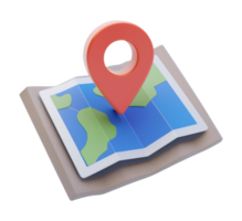 A map with location pin isolated object png
