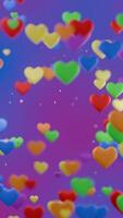 Colorful Heart shape for Pride month vertical background, seamless loop video
