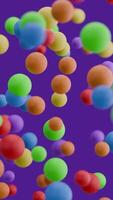 Floating up colorful 3d ball for Pride month vertical background, seamless loop video