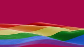 acenando orgulho mês bandeira lado visualizar, lgbtq arco Iris fundo, desatado ciclo video
