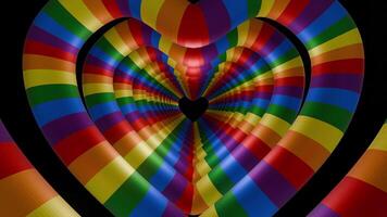 Heart shape rainbow color tunnel for Pride month background, seamless loop video