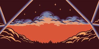 Sunset Cloudscape, Night Sky, Abstract Art vector