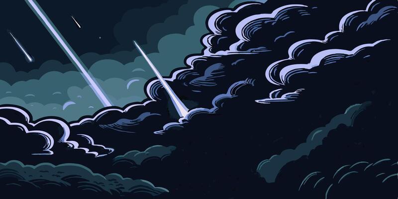 Shooting Stars Over Dark Clouds