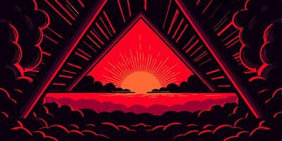 Abstract Sunset Triangle Graphic vector