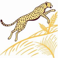 Cheetah leaping over grass illustration vector