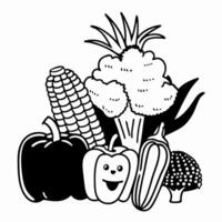 Cartoon Vegetables Corn, Peppers, Broccoli vector