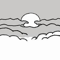 Sun Behind Clouds, Simple Line Art vector