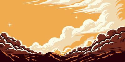 Sunset Mountain Landscape Cloudscape vector