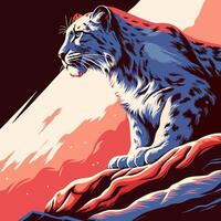 Majestic Snow Leopard on Mountain Peak vector