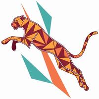 Geometric Cheetah Jumping Design vector
