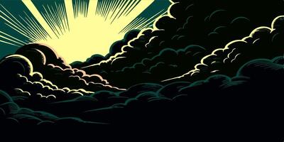 Sun Rays Breaking Through Dark Clouds vector