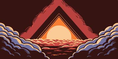 Sunset Cloudscape Abstract Triangle Art vector