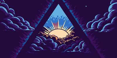 Sunrise Clouds Triangle Art vector