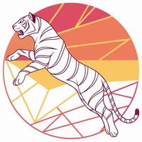 Leaping Tiger Geometric Art Print vector