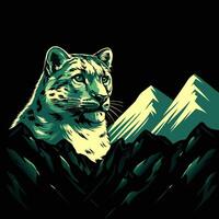 Snow Leopard Mountain Graphic Design vector