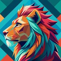 Colorful Geometric Lion Profile Art vector