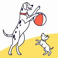 Dalmatian Dog Playing Fetch with Beach Ball vector