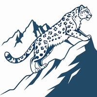Snow Leopard on Mountaintop Illustration vector