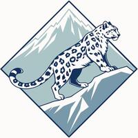 Snow Leopard Mountain Peak Graphic vector