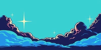 Cartoon Clouds and Stars Background vector
