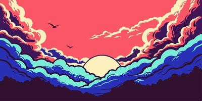 Sunset Cloudscape Colorful Sky Art vector