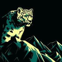 Snow Leopard on Mountaintop vector