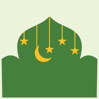 Illustration of a green mosque with stars and crescent moon. Flat illustration of mosque icon for web design. Suitable for religious design purposes in poster elements vector