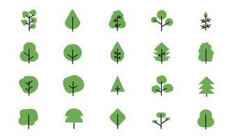 green trees design icons flat style set collection vector