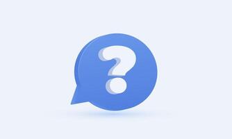 3d icon question mark on bubble speech sign vector