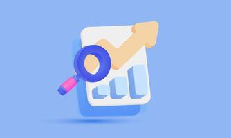 Graph search notice finance 3d icon design vector