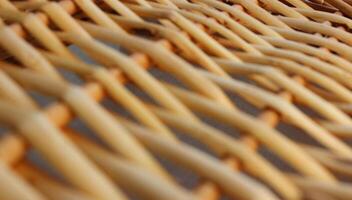Soft Focus Stock Photo Of Rattan Element Of Traditional Handmade Furniture. Detailed Weaved Surface Background